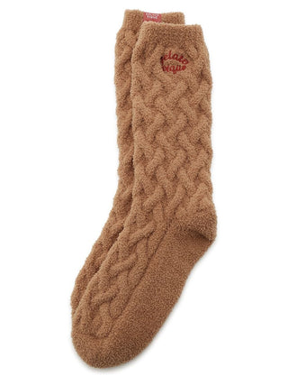 Souffle Pie Cable Knit Texture Lounge Socks in BROWN, Cozy Women's Loungewear Socks at Gelato Pique USA.