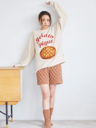 Souffle Pie Cable Knit Texture Lounge Socks in BROWN, Cozy Women's Loungewear Socks at Gelato Pique USA.