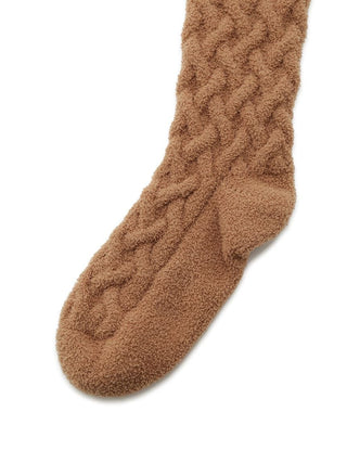 Souffle Pie Cable Knit Texture Lounge Socks in BROWN, Cozy Women's Loungewear Socks at Gelato Pique USA.