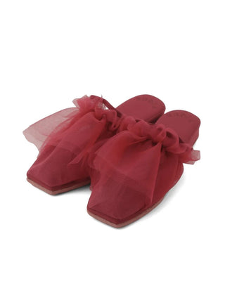 Strawberry Tulle Cozy Bedroom Indoor Slip On Shoes in RED, Women's Lounge Room Slippers, Bedroom Slippers, Indoor Slippers at Gelato Pique USA.