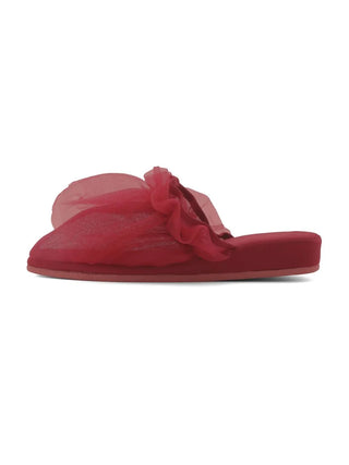 Strawberry Tulle Cozy Bedroom Indoor Slip On Shoes in RED, Women's Lounge Room Slippers, Bedroom Slippers, Indoor Slippers at Gelato Pique USA.