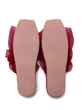 Strawberry Tulle Cozy Bedroom Indoor Slip On Shoes in RED, Women's Lounge Room Slippers, Bedroom Slippers, Indoor Slippers at Gelato Pique USA.