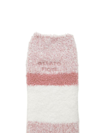 Gelato 2 Border Fuzzy Socks in Pink, Cozy Women's Loungewear Socks at Gelato Pique USA