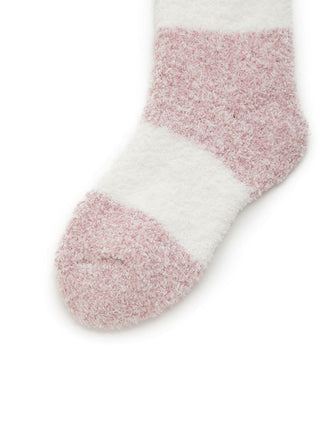 Gelato 2 Border Fuzzy Socks in Pink, Cozy Women's Loungewear Socks at Gelato Pique USA