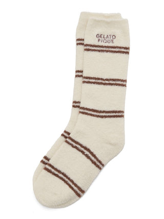 Hot Smoothie Striped Lounge Socks in Off White, Cozy Women's Loungewear Socks at Gelato Pique USA