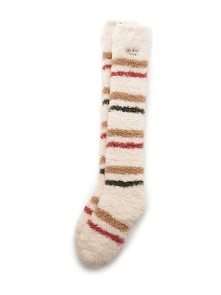 Gelato striped long sock in pastel pink and red, knee-high with ultra-soft material for comfort and warmth, by Gelato Pique.