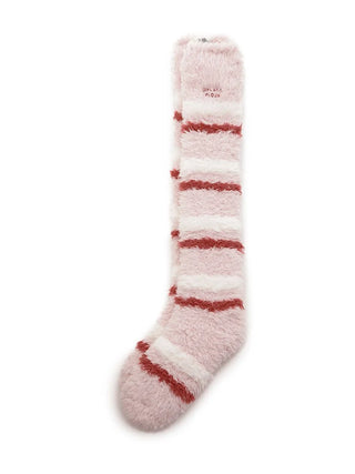 Gelato Pique knee-high striped long sock in pastel pink and red, ultra-soft material for cozy comfort in chilly seasons.