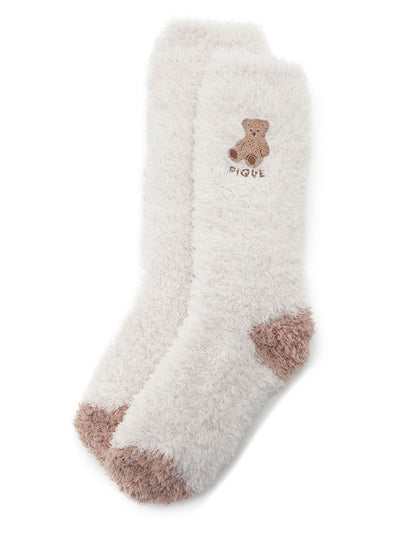 Bear Striped Bicolor Fluffy Lounge Socks gelato pique