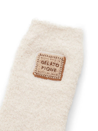 Close-up of Biscuit Embroidered Ankle Sock from Gelato Pique with biscuit design, highlighting soft plush fabric.