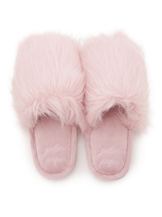 Pink White Furry Slippers Eco Cozy Faux Fur House Slippers