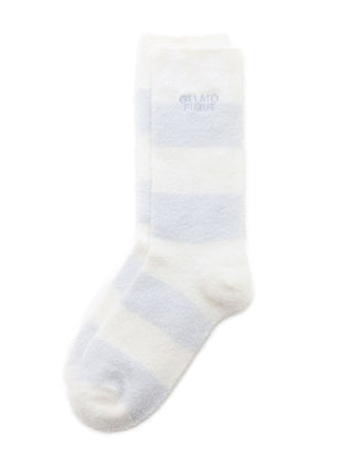 Smoothie 2-Border Fuzzy Socks by Gelato Pique USA in ultra-soft, fluffy fabric with two-tone border design, providing cozy warmth.