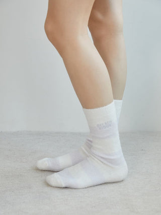 White Smoothie 2-Border Fuzzy Socks by Gelato Pique USA, ultra-soft texture, premium loungewear perfect for cozy sleepwear.