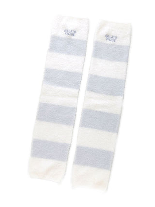 Gelato Pique USA Smoothie 2-Border Leg Warmers in soft blue and white stripes, premium loungewear and sleepwear for stylish warmth.