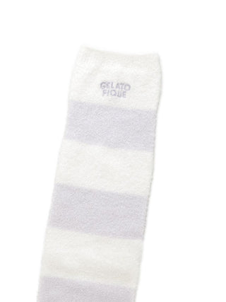 White and gray Smoothie 2-Border Leg Warmers by Gelato Pique USA, premium loungewear, showcasing two-tone cozy design.