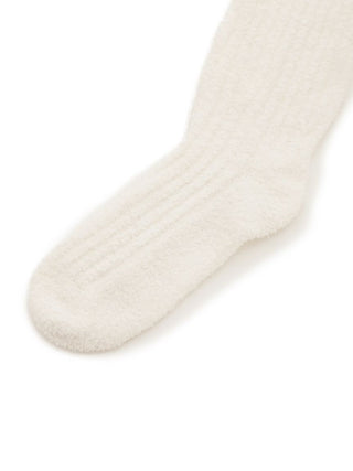 Gelato Pique USA off-white long fuzzy socks with panda ears, premium loungewear and sleepwear, soft texture, perfect accessory for comfort.