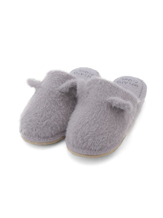 Gray CAT house slippers with faux fur and playful ears, ideal for cozy loungewear, offering plush comfort from Gelato Pique USA.