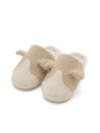 Ivory cat-inspired house slippers by Gelato Pique USA, featuring faux fur, playful ears, and cushioned footbed for premium loungewear.