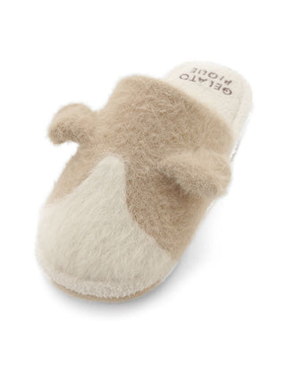 Beige CAT House Slippers by Gelato Pique USA, featuring plush faux fur and playful design for premium loungewear and sleepwear comfort.