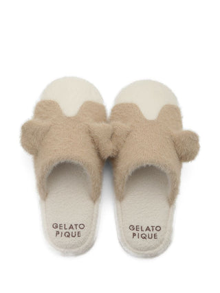 Gelato Pique USA beige CAT House Slippers with playful ears, featuring premium loungewear and sleepwear comfort.