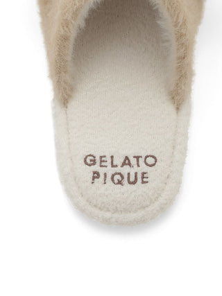 Beige CAT House Slippers by Gelato Pique USA with plush faux fur and cushioned footbed, ideal for premium loungewear and sleepwear.