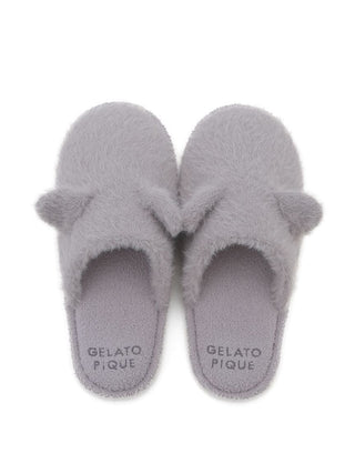 Gray CAT House Slippers by Gelato Pique USA, featuring playful ears, ultra-soft faux fur, and cushioned footbed for premium loungewear.