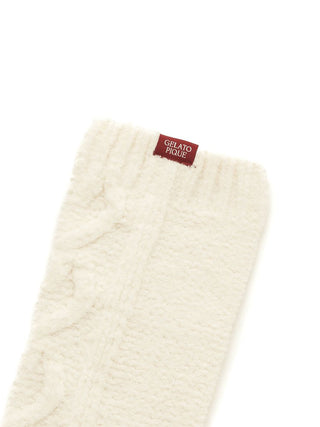 Heart Aran Long Socks by Gelato Pique USA with cable-knit pattern in soft fabric, ideal for cozy winter loungewear and gifting.