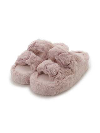 [Valentine] Heart Buckle Eco-Fur Room Shoes