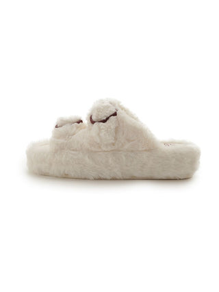 [Valentine] Heart Buckle Eco-Fur Room Shoes