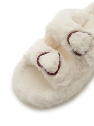 [Valentine] Heart Buckle Eco-Fur Room Shoes