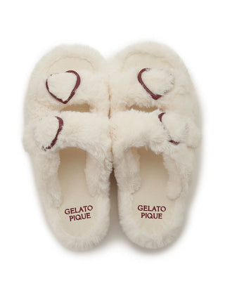 [Valentine] Heart Buckle Eco-Fur Room Shoes