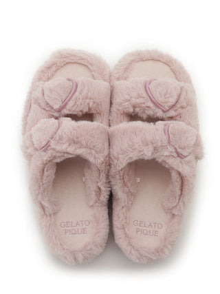 [Valentine] Heart Buckle Eco-Fur Room Shoes