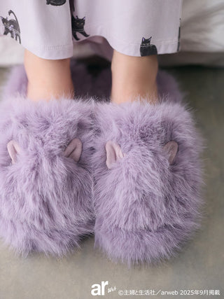 [HALLOWEEN] Black Cat Fur Room Shoes