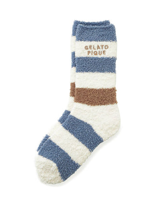Gelato Pique Baby Moco Striped Cozy Socks in blue