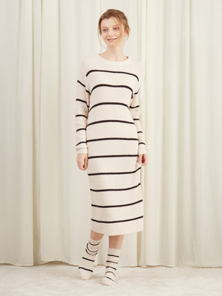 Temperature-Controlling Smooth Striped Dress- Women's Lounge Dresses & Jumpsuits at Gelato Pique USA