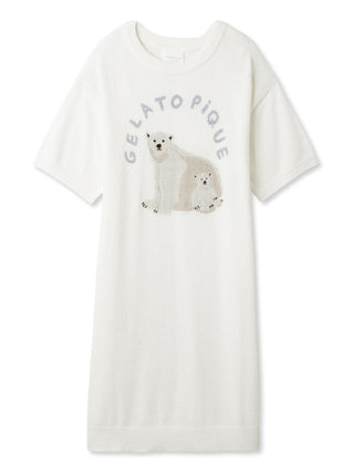 COOL Smoothy Polar Bear Jacquard Dress White- Women's Lounge Dresses & Jumpsuits at Gelato Pique USA