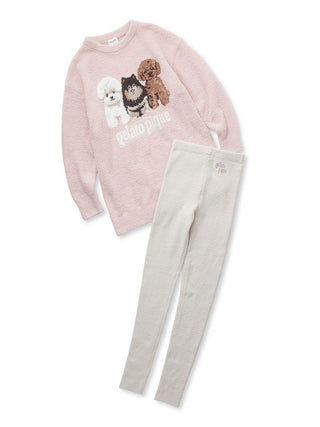  DOG 3 Motif Long Sleeve Mini Dress & Leggings Loungewear Set in pink, Women's Loungewear Dresses, Women's Loungewear Pants Pajamas & Sleep Pants Sets at Gelato Pique USA