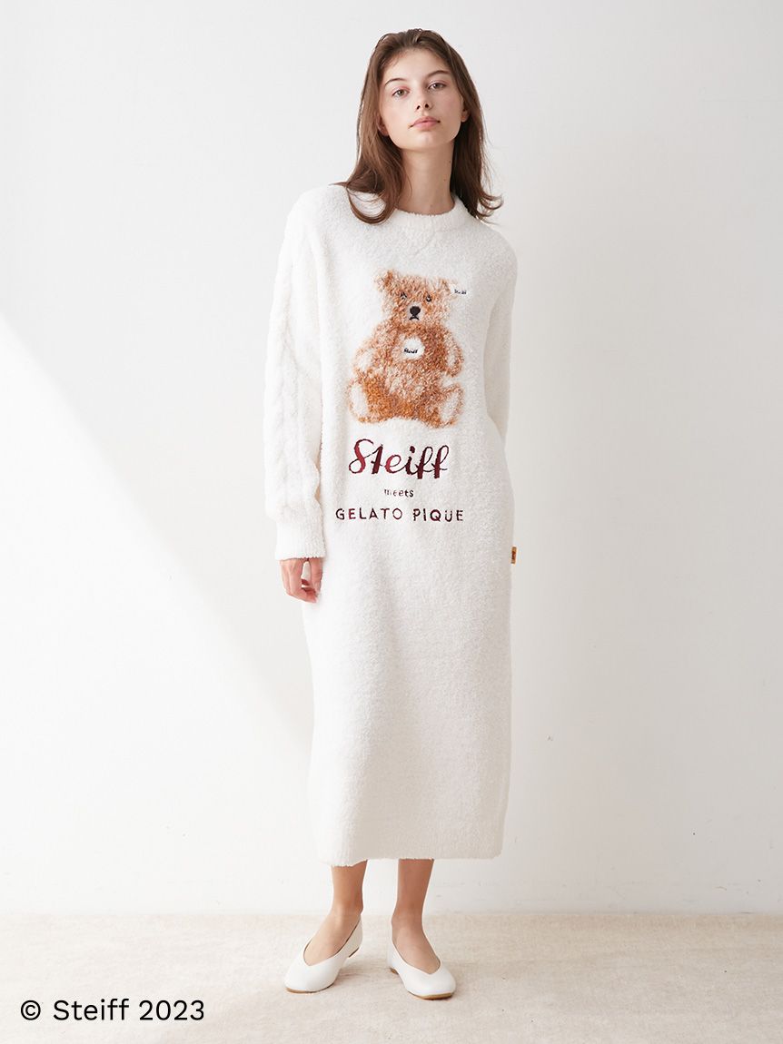 Steiff] Powder Jacquard Long Sleeve Maxi Loungewear Dress