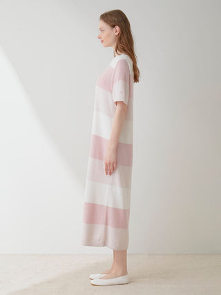 Smoothie 3-Border Lounge Dress in PINK, Women's Loungewear Dresses at Gelato Pique USA.