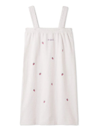 Fruit Embroidery Soft Fluffy Lounge Dress in PINK, Women's Loungewear Dresses at Gelato Pique USA.