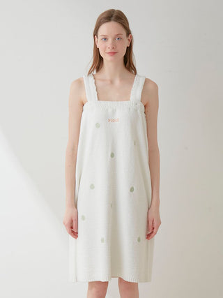 Fruit Embroidery Soft Fluffy Lounge Dress in GREEN, Women's Loungewear Dresses at Gelato Pique USA.