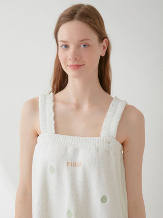 Fruit Embroidery Soft Fluffy Lounge Dress in GREEN, Women's Loungewear Dresses at Gelato Pique USA.