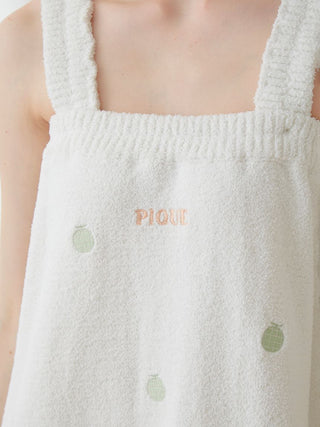 Fruit Embroidery Soft Fluffy Lounge Dress in GREEN, Women's Loungewear Dresses at Gelato Pique USA.