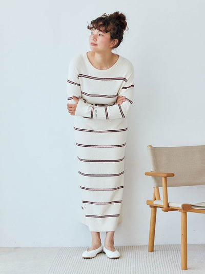 Hot Smoothie Border  Striped Lounge Sleep Dress gelato pique