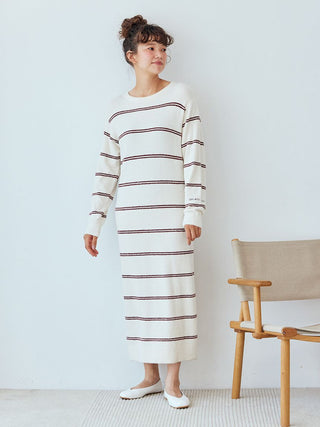 Hot Smoothie Border  Striped Lounge Sleep Dress