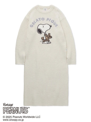 [PEANUTS] SNOOPY×BEAR Jacquard Lounge Dress with Snoopy and bear design by Gelato Pique, playful loungewear.