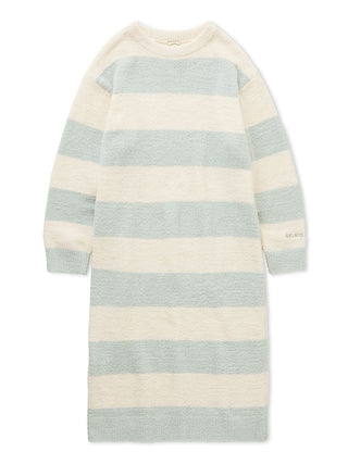 Powder Two Border Lounge Dress in soft striped knit fabric, cozy long-sleeve loungewear by Gelato Pique USA.