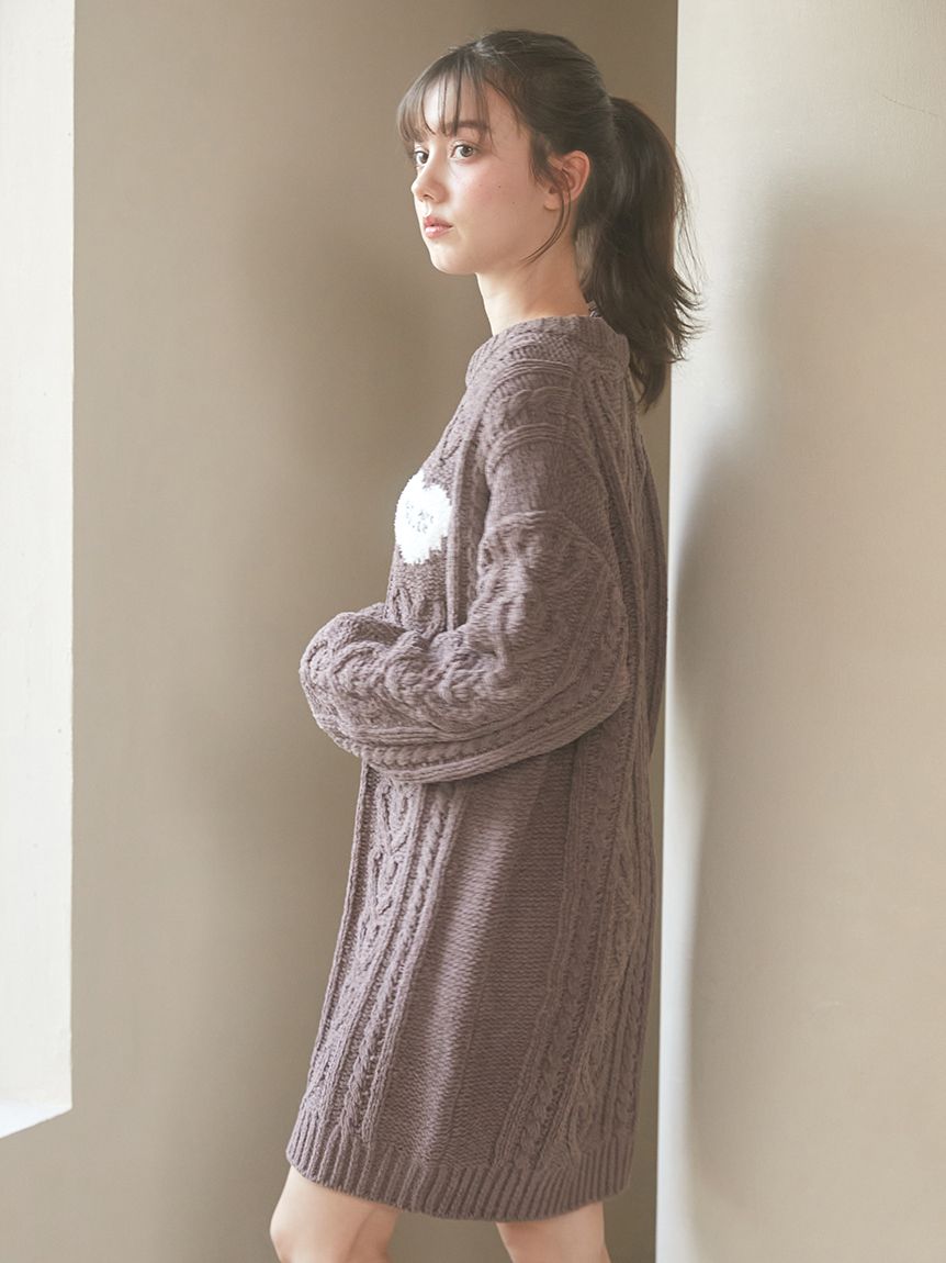 cardigan sweater dress Heart Aran Knit Dress