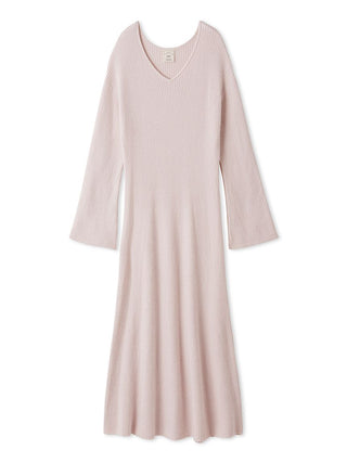 Classy Moco Maxi Lounge Dress in soft textured fabric, elegant floor-length design with V-neck by Gelato Pique USA.