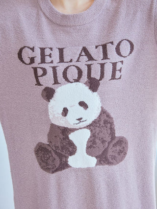 Gelato Pique USA Panda Jacquard Dress in soft pink, featuring a sitting panda design, premium loungewear and sleepwear.