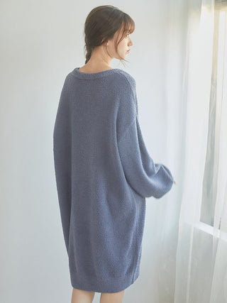 Cozy Gelato Pique USA navy Baby Moco Cherry Jacquard Sweater Dress, premium loungewear and sleepwear for a feminine silhouette.